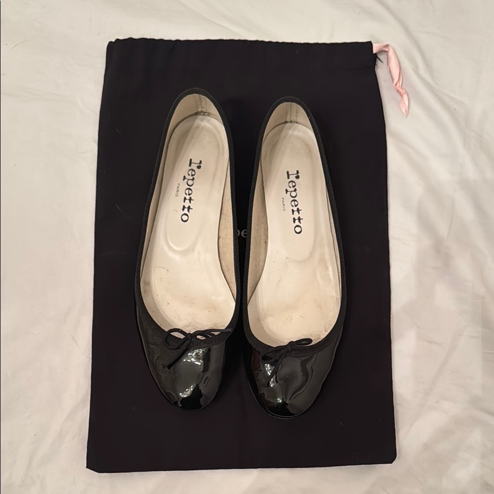 Repetto Black Patent Leather Ballet Flats